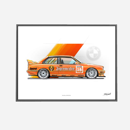 Poster | BMW E30 M3 Sport Evolution Jägermeister Livery - 40x30 cm